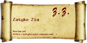 Zatyko Zia névjegykártya
